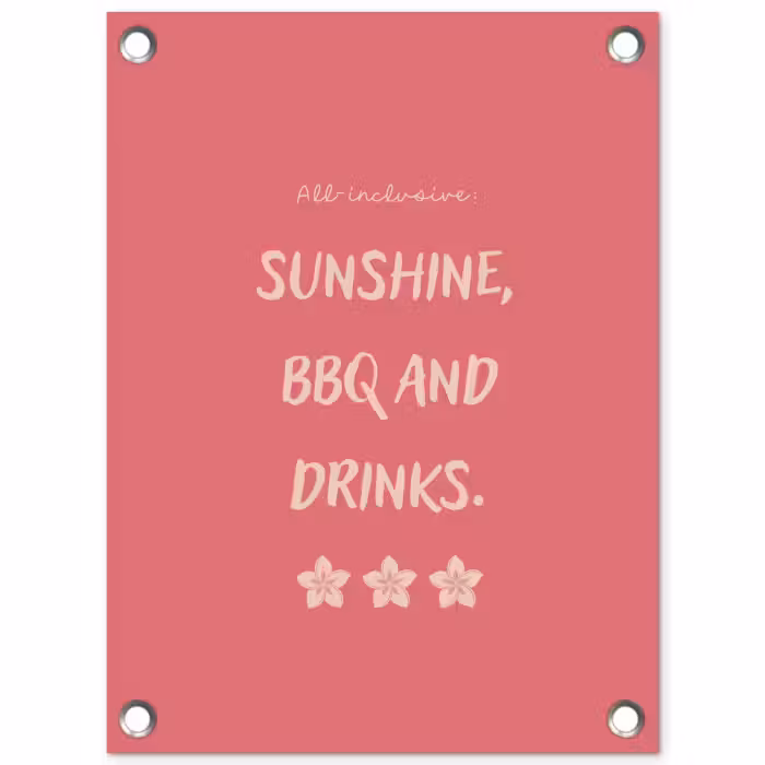 Tuinposter - BBQ - Quote - Roze - Zomer