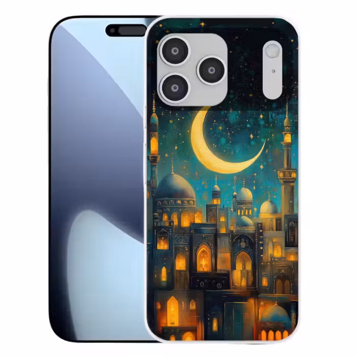Telefoonhoesje Softcase - Moskeeën met Maansikkel Sterrenhemel