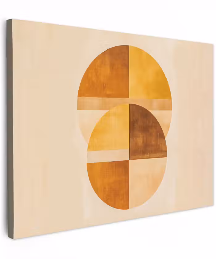 Canvas schilderij - Abstracte Cirkels Oker