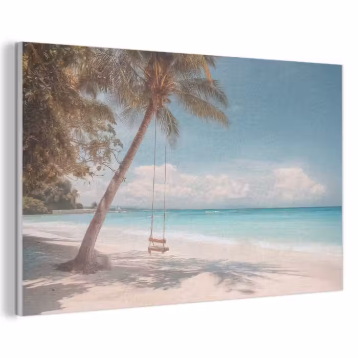 Akoestisch schilderij - Palmboom - Schommel - Strand - Lucht