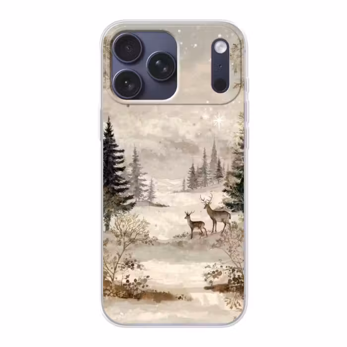 Telefoonhoesje Softcase - Herten Winterlandschap Aquarel