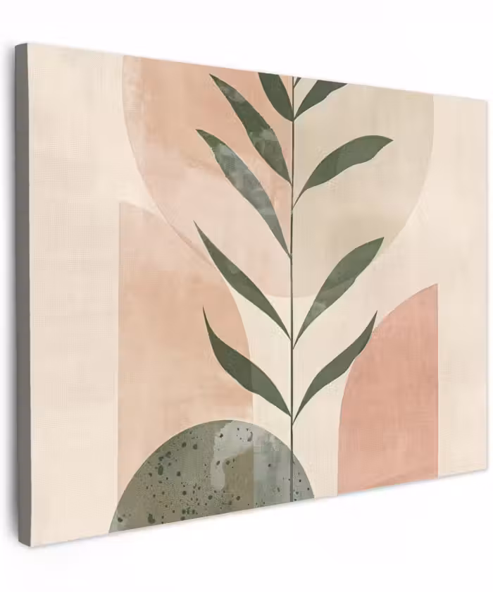 Canvas schilderij - Modern - Roze - Groen - Natuur - Aesthetic