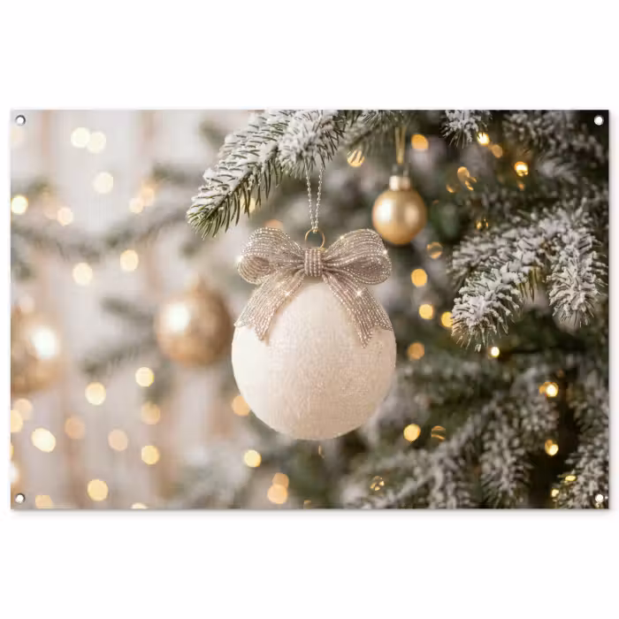 Tuinposter - Kerstbal - Wit - Kerst