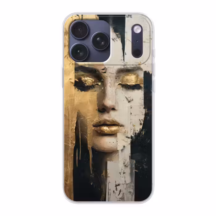 Telefoonhoesje Softcase - Vrouwengezicht met Gouden Lippen