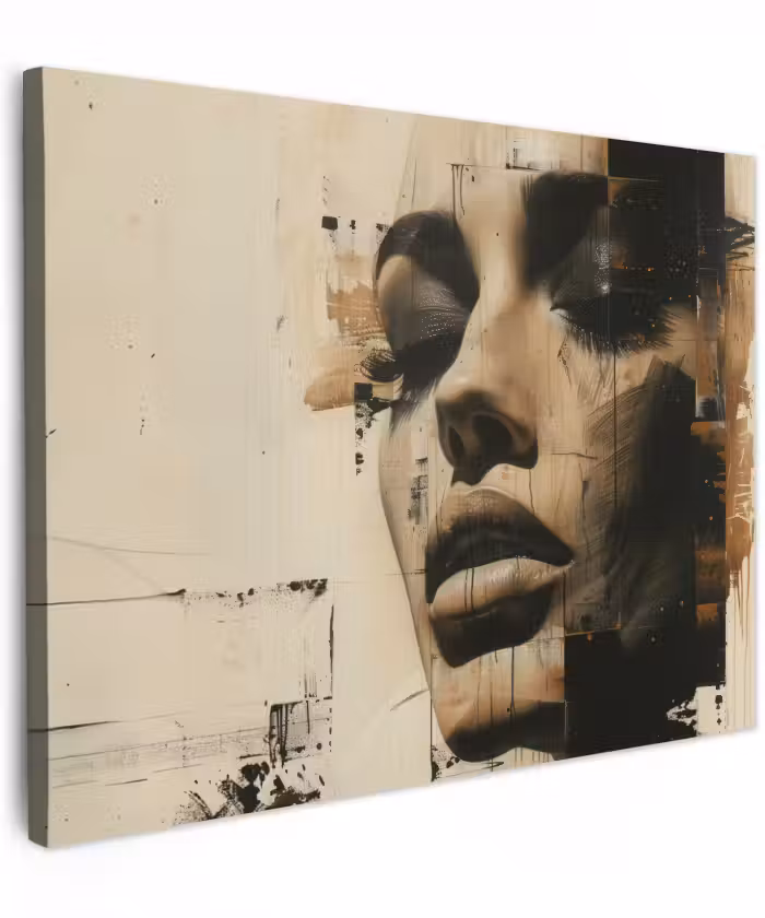 Canvas schilderij - Vrouw - Kunst - Modern - Beige