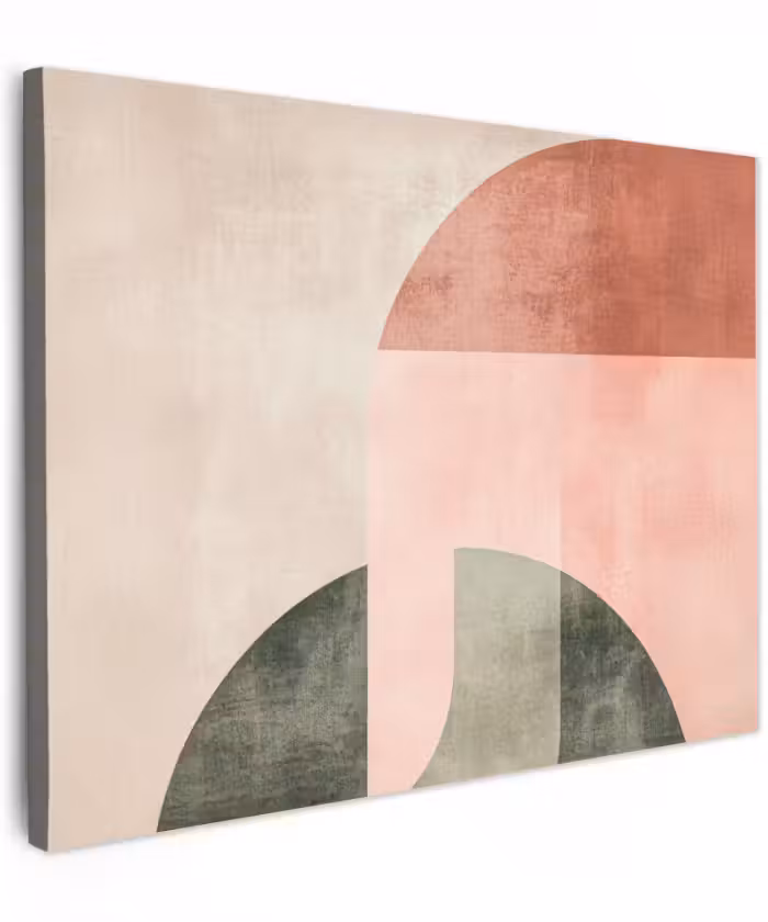 Canvas schilderij - Abstracte Geometrische Vormen Roze Saliegroen