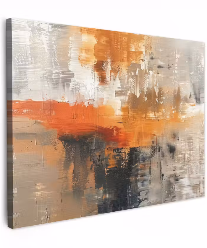Canvas schilderij - Moderne kunst - Abstract - Goud - Grijs