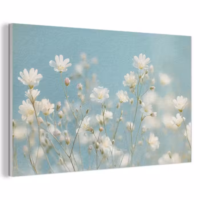 Akoestisch schilderij - Stängel – Blumen – Luft – Weiß