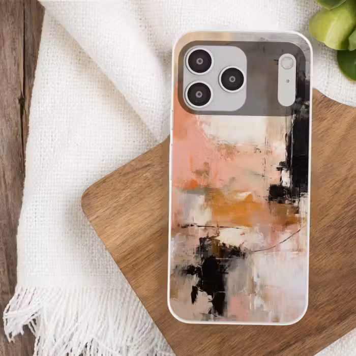 Telefoonhoesje Softcase - Abstracte Verfstreken Roze Zwart