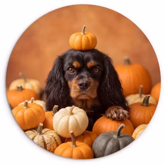 Wandcirkel - Glas - Hond - Pompoen - Herfst