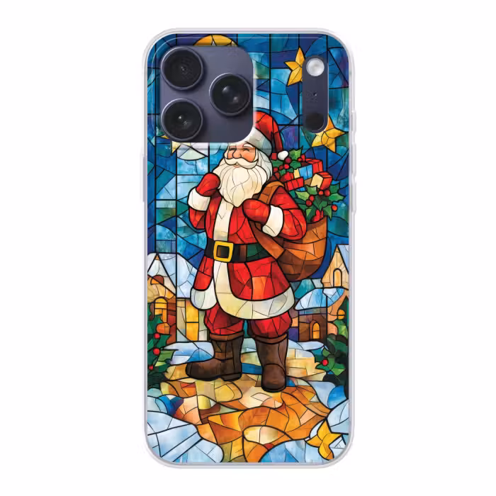 Telefoonhoesje Softcase - Kerstman Glas in Lood
