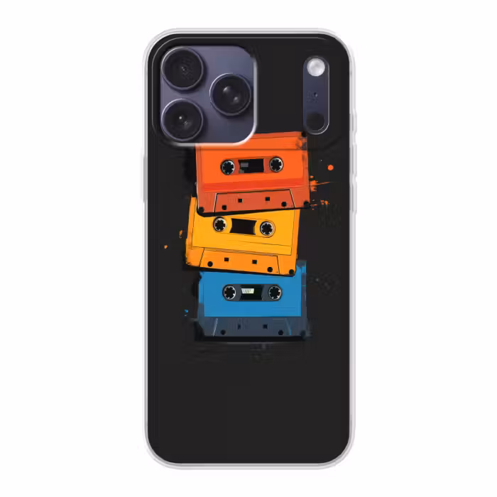 Telefoonhoesje Softcase - Cassettebandjes Retro Zwart