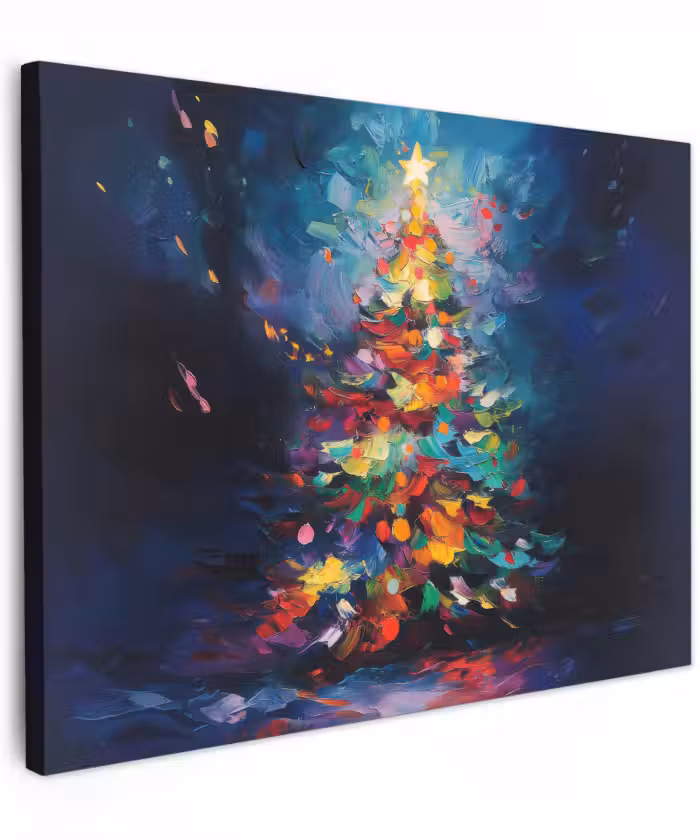 Canvas schilderij - Kerstboom - Kerst - Abstract - Kleurrijk