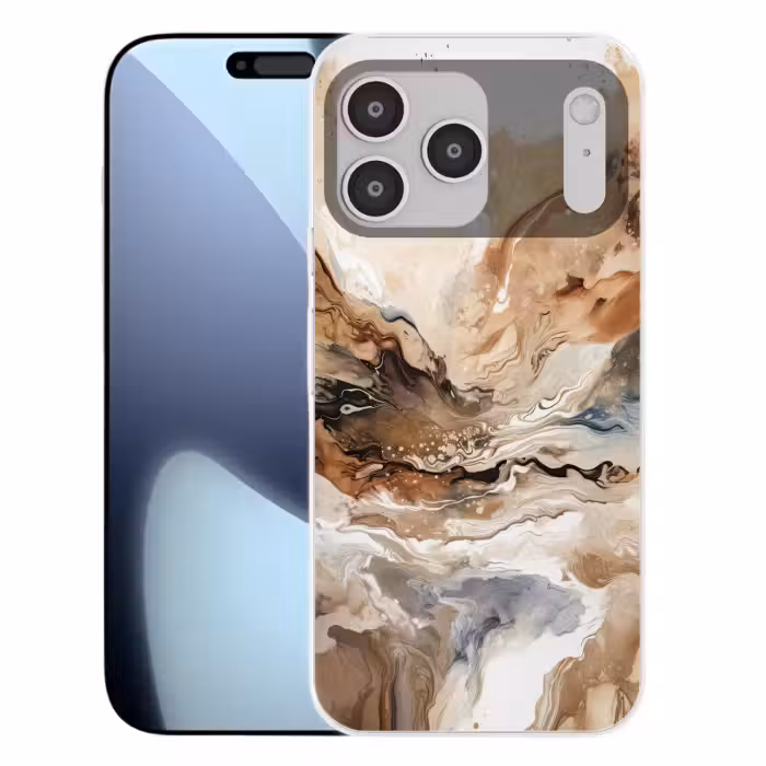 Telefoonhoesje Softcase - Abstracte Vloeibare Verfstromen Beige