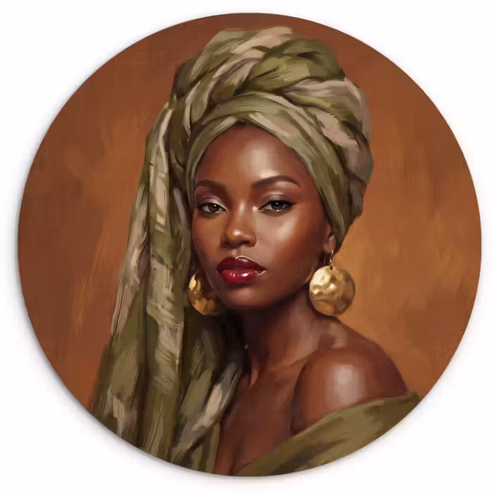 Wandcirkel - Glas - Vrouw - Hoofddoek - Groen