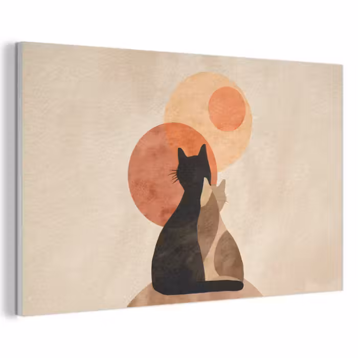 Akoestisch schilderij - Katten - Zwart - Abstract - Cirkels