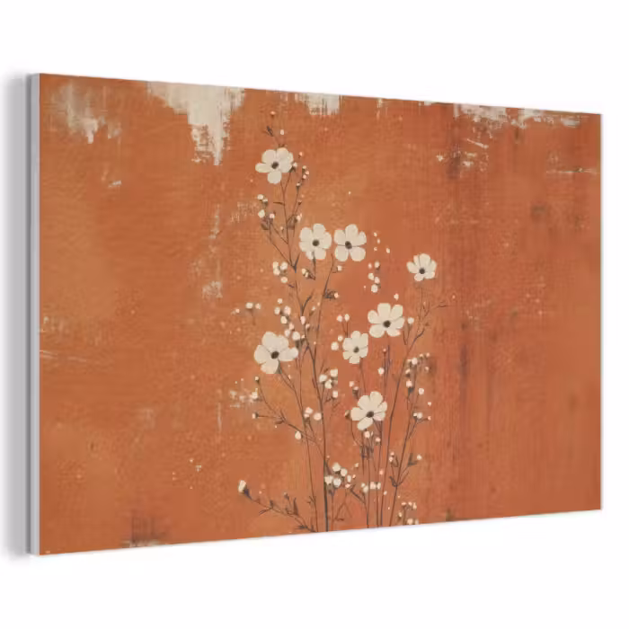 Akoestisch schilderij - Bloemen - Wit - Subtiel - Roestkleur