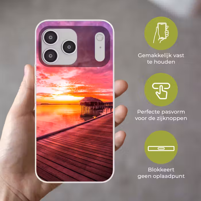 Telefoonhoesje Softcase - Steiger - Water - Zon - Roze - Horizon