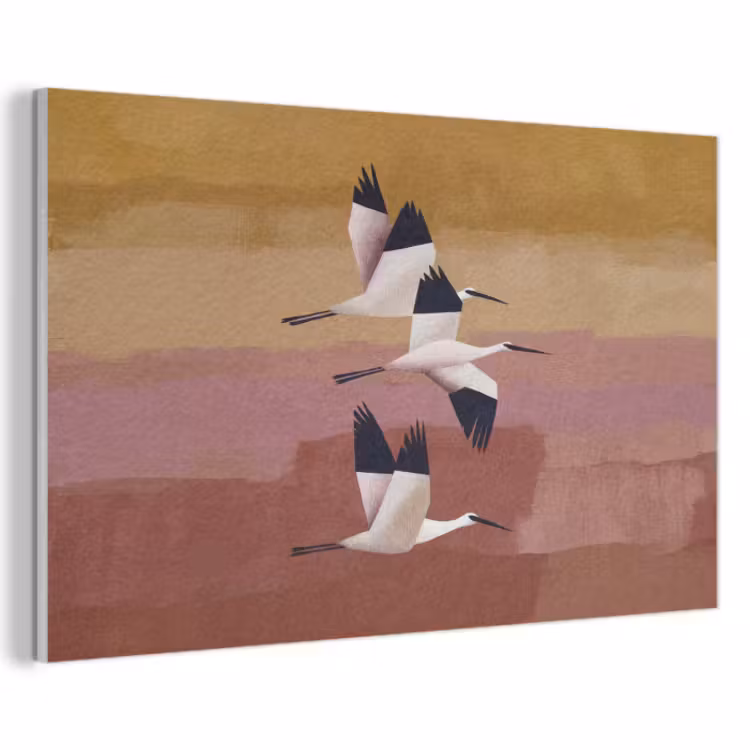 Akoestisch schilderij - Vliegende Vogels Abstracte Achtergrond