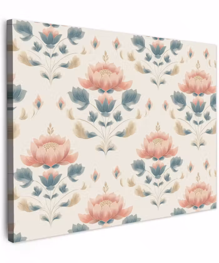 Canvas schilderij - Lotusbloemen Patroon Roze