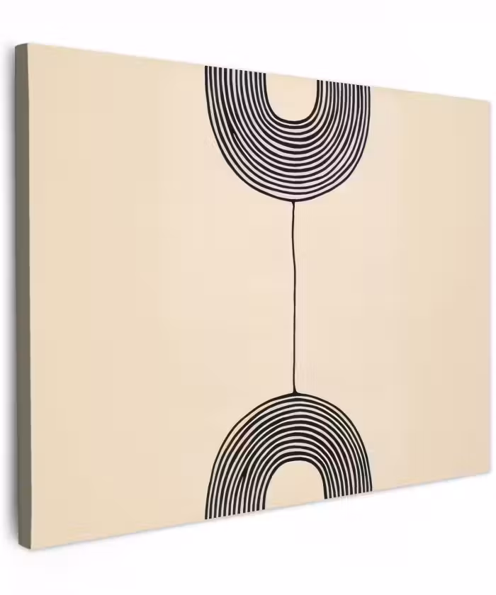 Canvas schilderij - Abstracte Boogvormen Beige