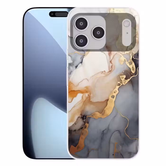 Telefoonhoesje Softcase - Grijs Marmer met Gouden Aders