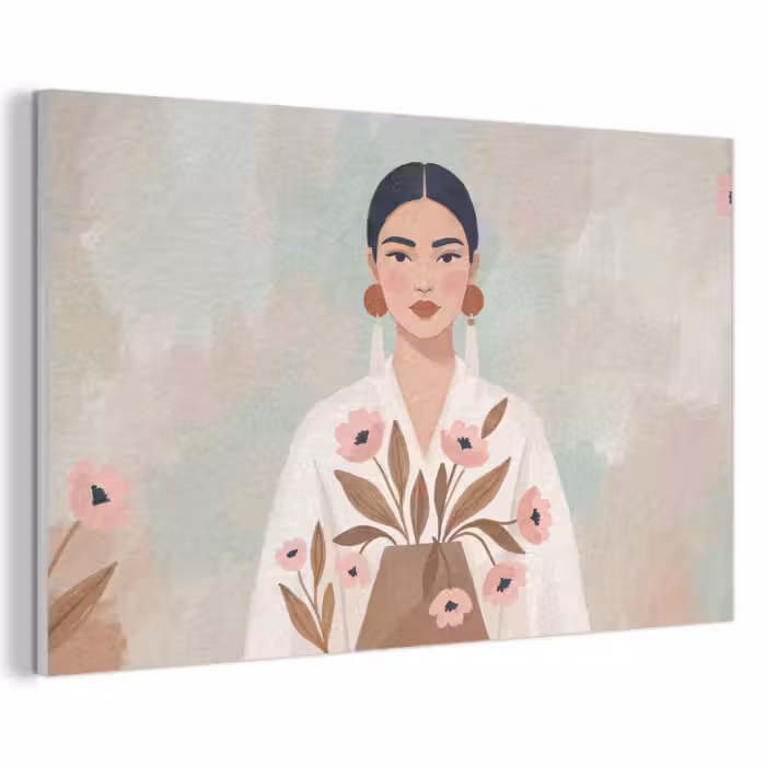Akoestisch schilderij - Vrouw - Kimono - Pastel