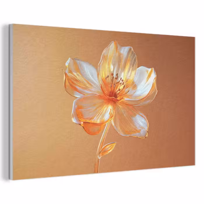 Akoestisch schilderij - Glazen - Bloem - Oranje