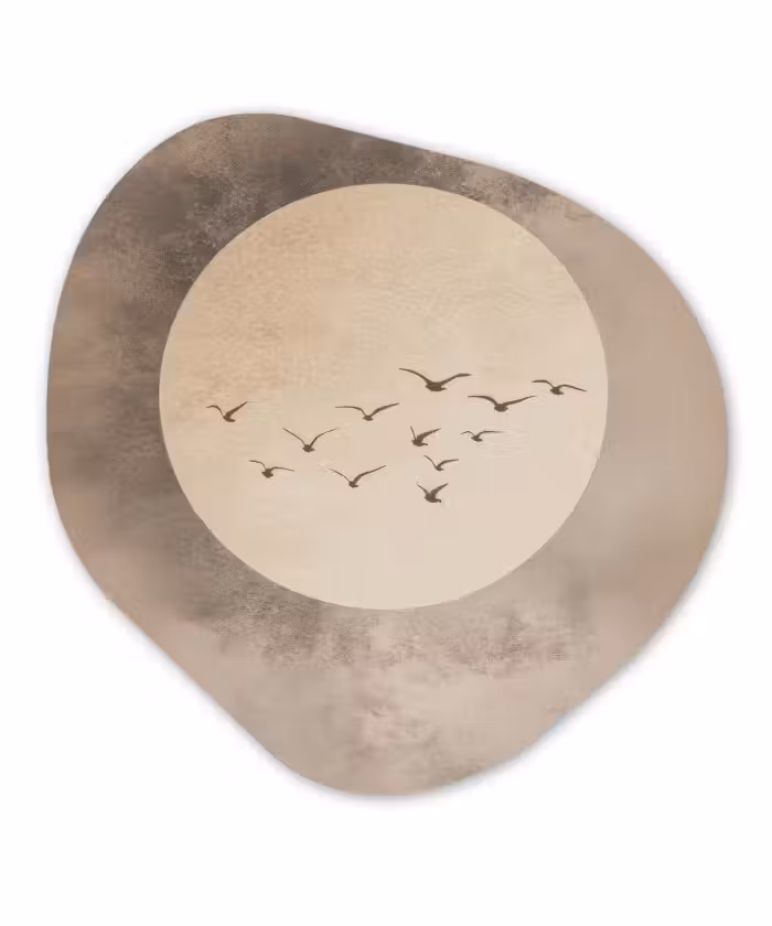 Organisch schilderij – Vogel - Beige - Japandi