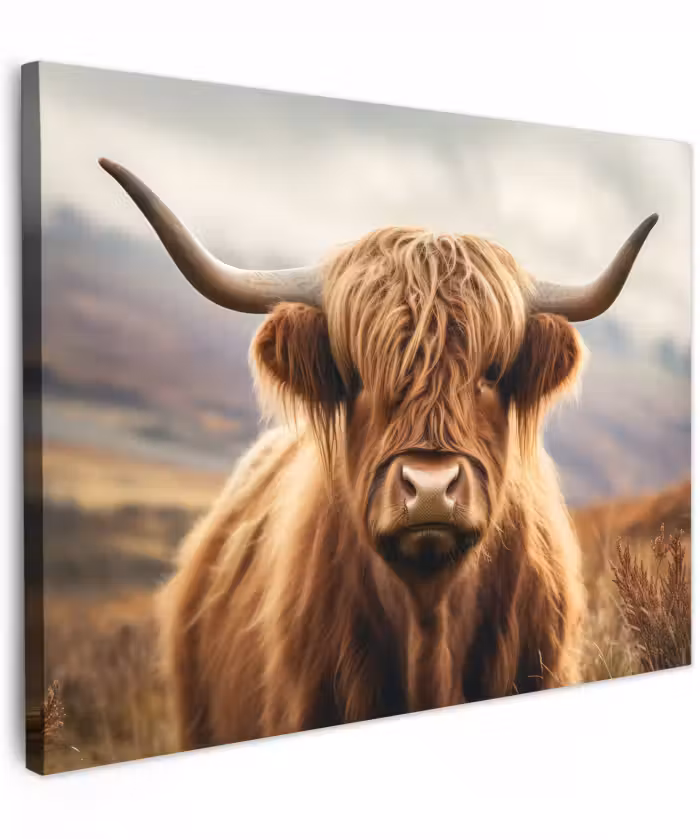 Canvas schilderij - Schotse hooglander - Landschap - Dier
