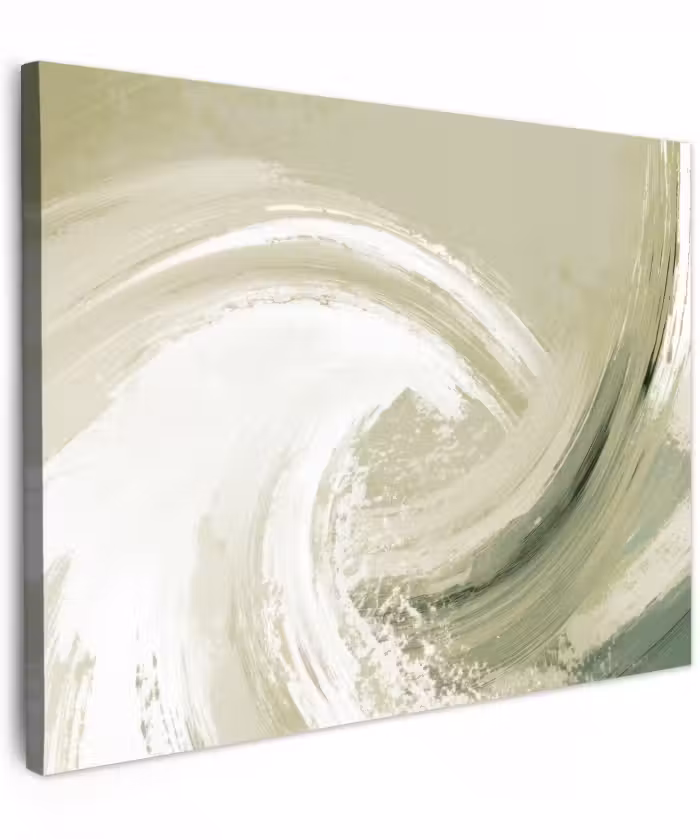 Canvas schilderij - Abstract - Penseelstreken - Golven - Groen