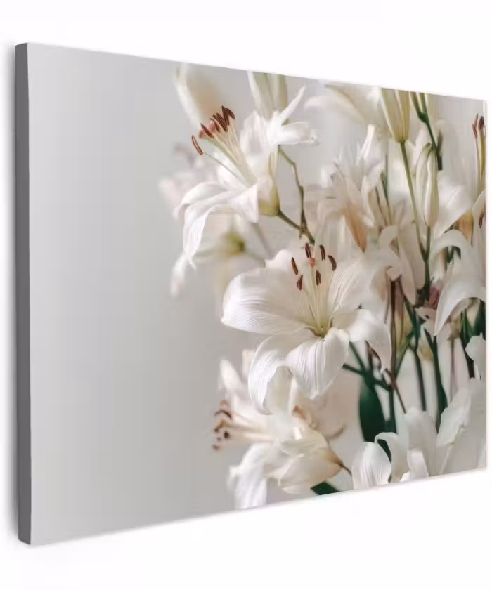 Canvas schilderij - Lelies - Boekte - Wit - Meeldraden