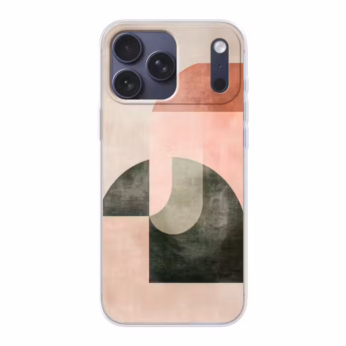 Telefoonhoesje Softcase - Abstracte Geometrische Vormen Roze Saliegroen