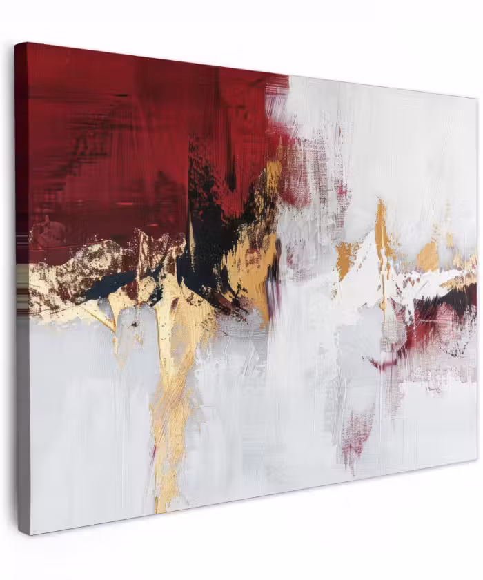 Canvas schilderij - Rood - Marmer - Abstract - Goud - Modern
