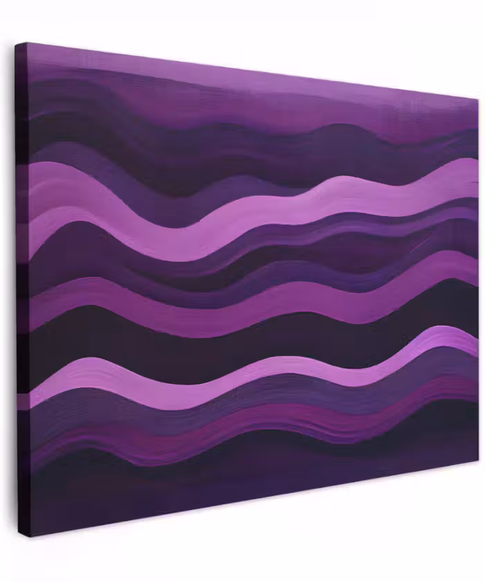 Canvas schilderij - Abstracte Golvende Verfstreken Paars Zwart