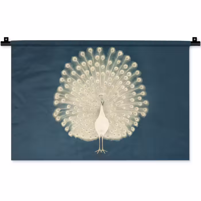 Wandkleed - Vogel - Blauw - Vintage