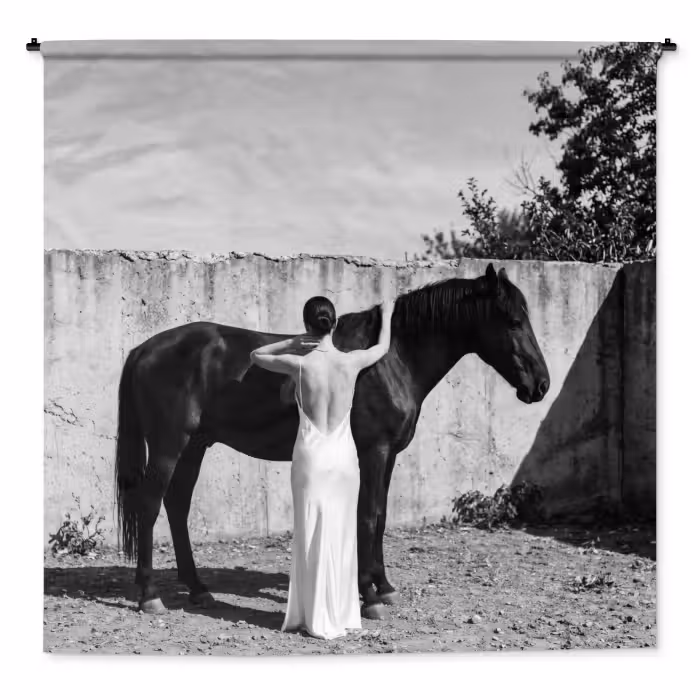 Wandkleed - Vrouw - Paard - Artistiek
