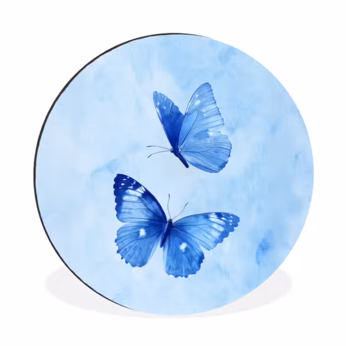 Wandcirkel - aluminium - Vlinders - Sierlijk - Blauw