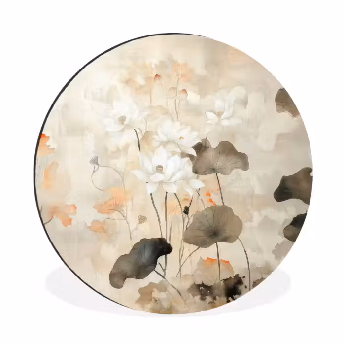 Wandcirkel - aluminium - Bloemen - Japandi - Wabi sabi