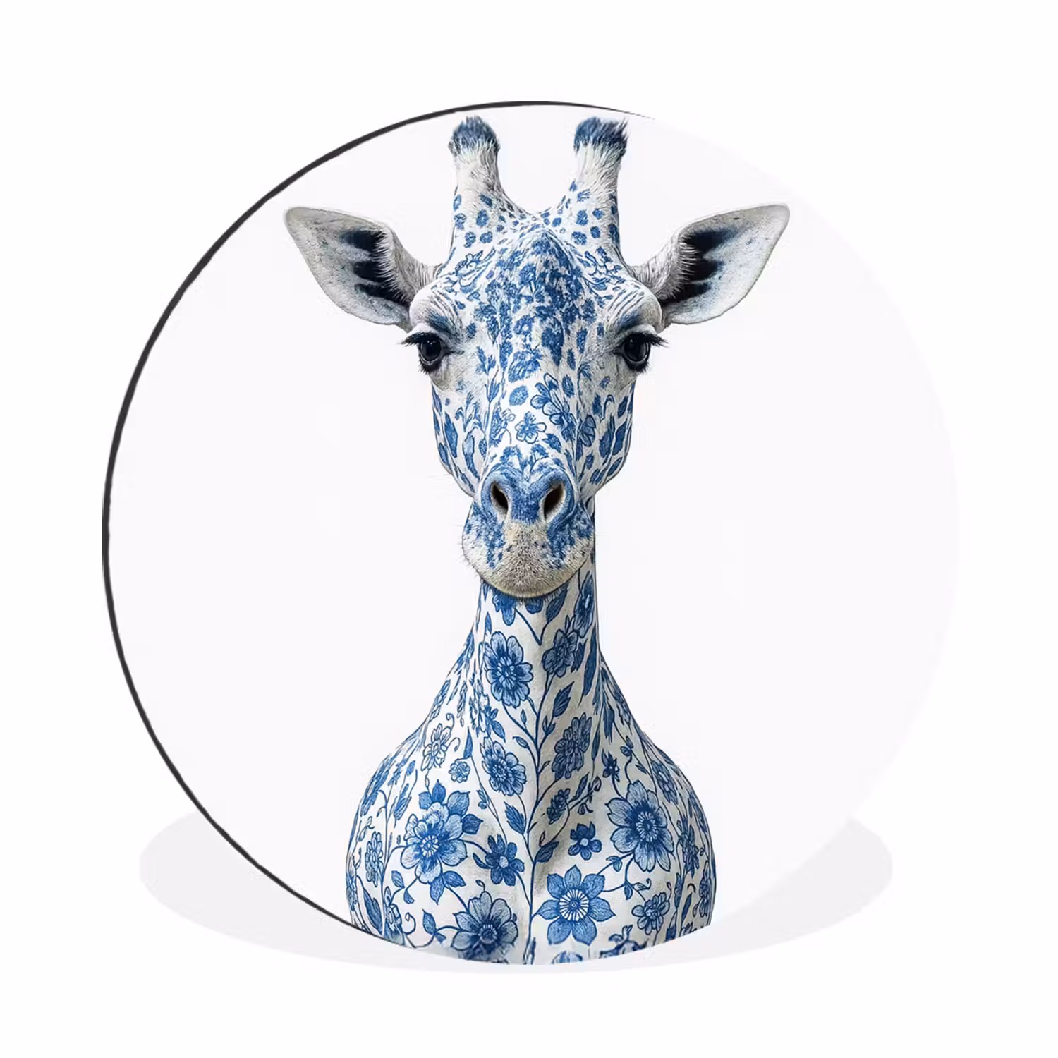 Wandcirkel - aluminium - Giraffe - Delfts blauw - Dieren - Minimalistisch