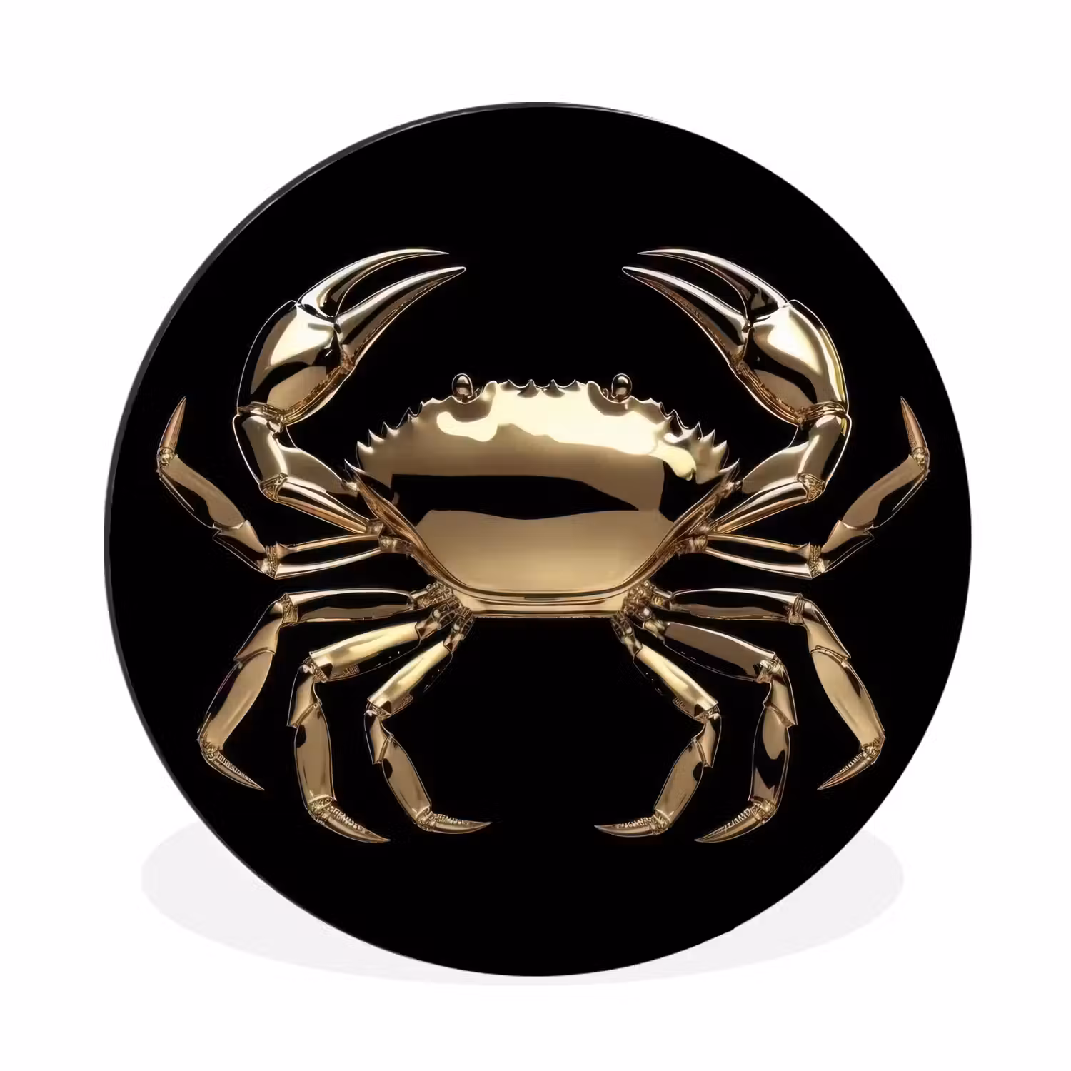 Wandcirkel - aluminium - Goud - Krab - Dieren - Zwart