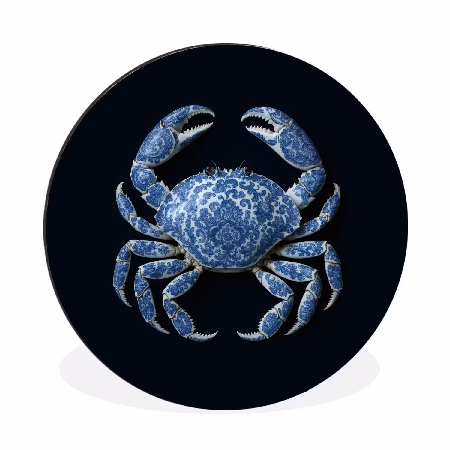 Wandcirkel - aluminium - Krab - Delfts blauw - Dieren