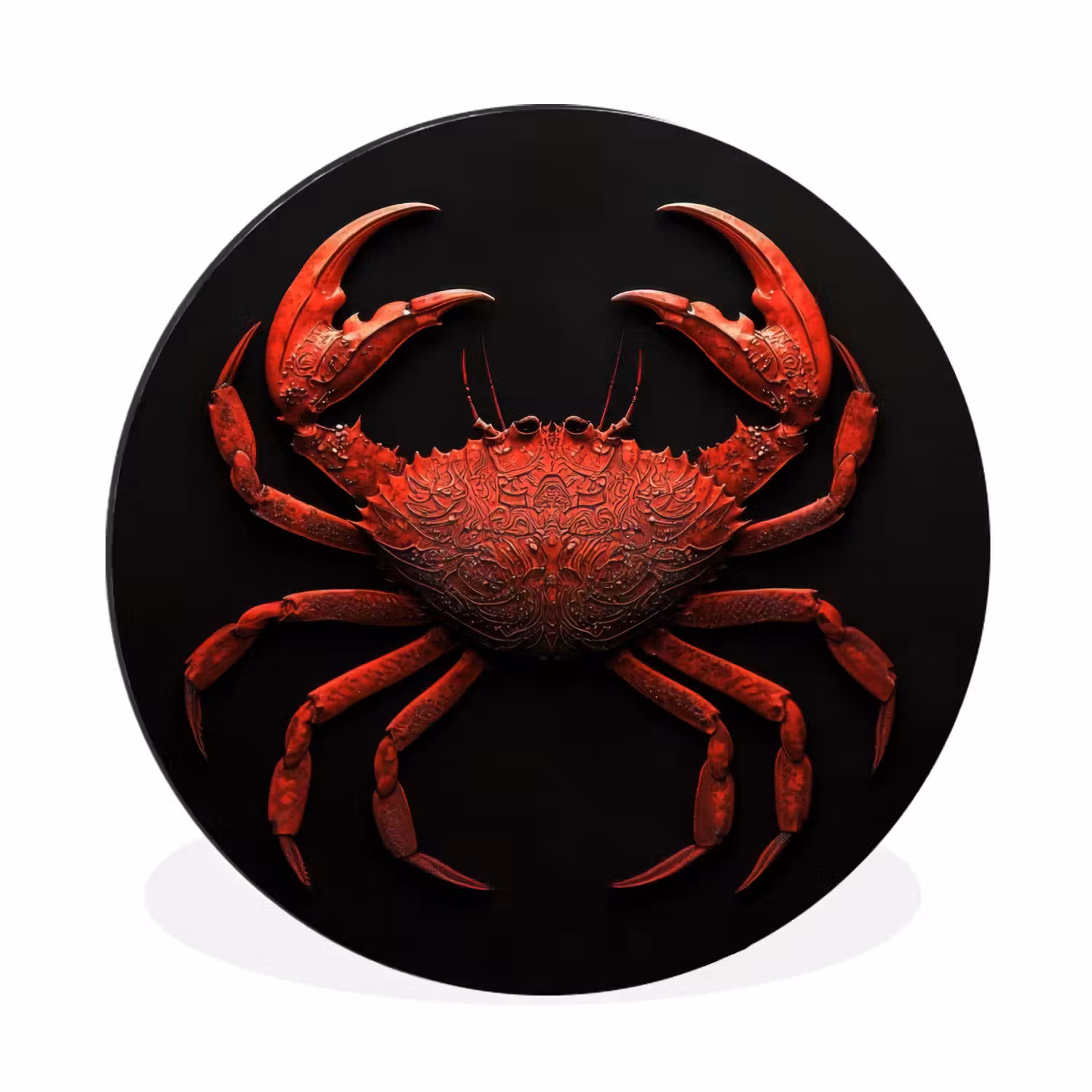 Wandcirkel - aluminium - Krab - Rood - Vissen - Schaaldieren