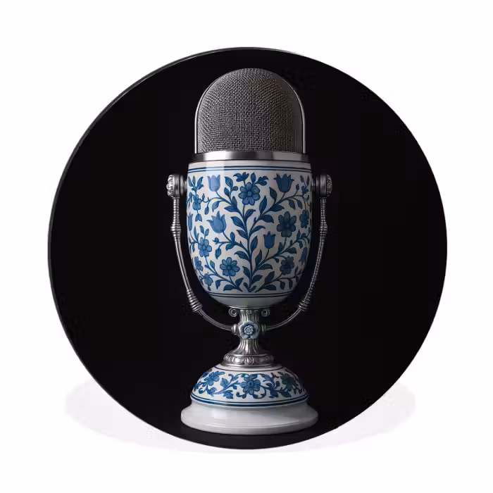 Wandcirkel - aluminium - Microfoon - Delfts blauw - Muziek