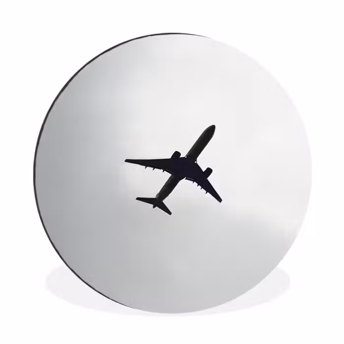 Wandcirkel - aluminium - Minimalistisch - Silhouet - Zwart - Vliegtuig