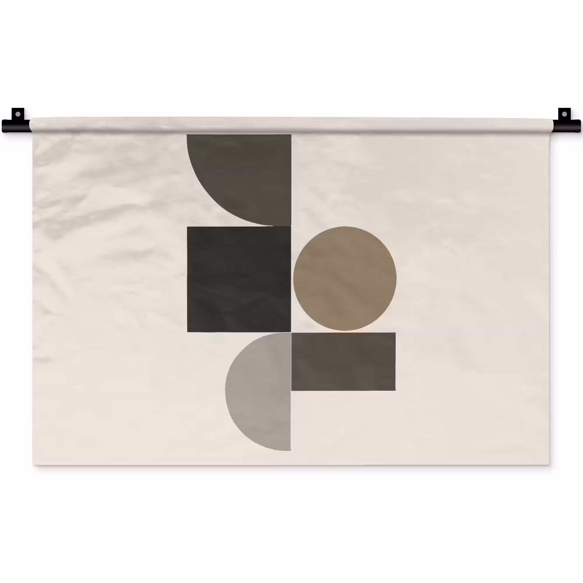 Wandkleed - Aardetinten - Abstracte compositie - Eenvoudige vormen
