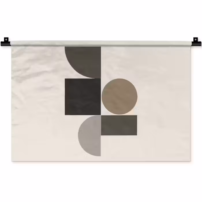 Wandkleed - Aardetinten - Abstracte compositie - Eenvoudige vormen