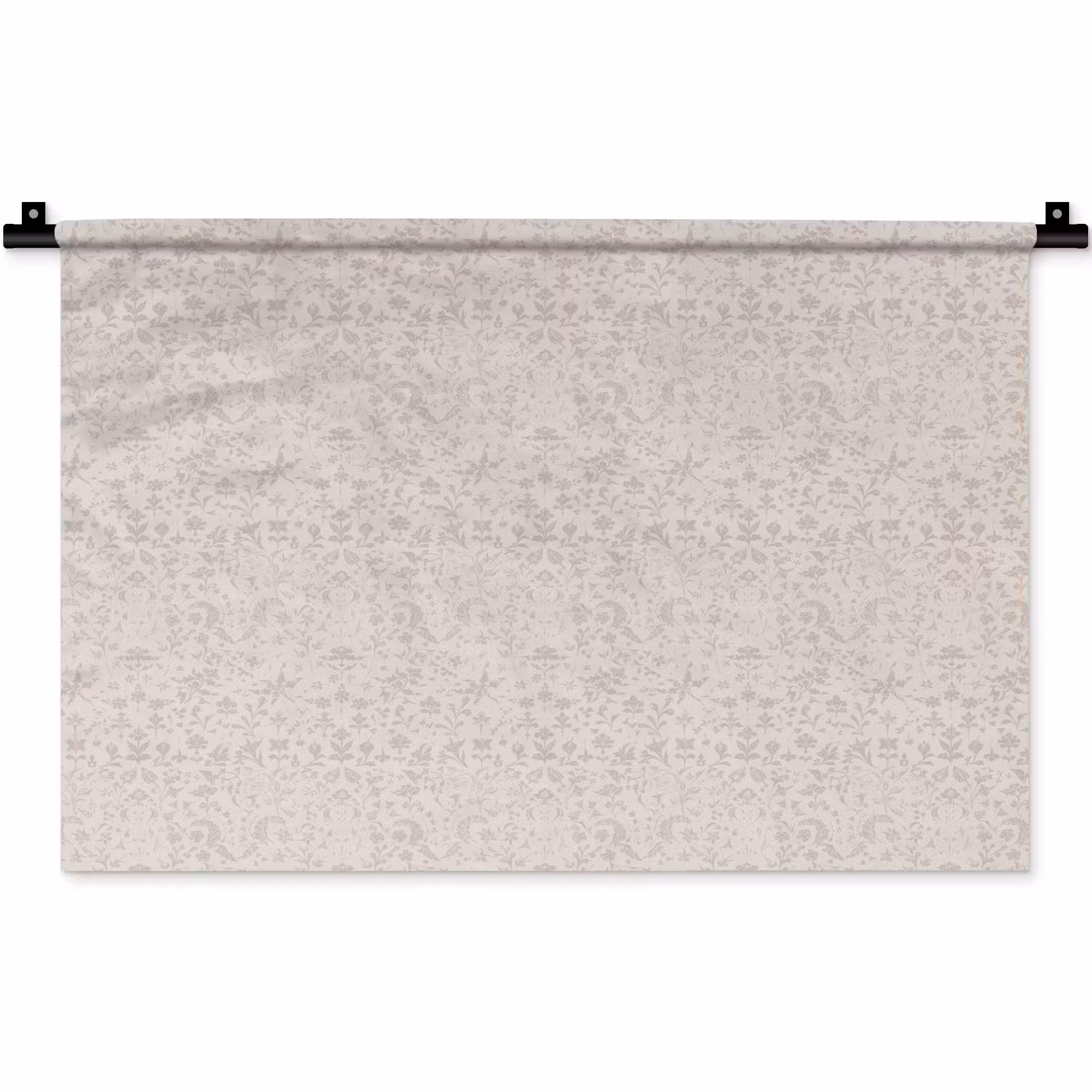 Wandkleed - Bloemen - Bladeren - Licht - Taupe