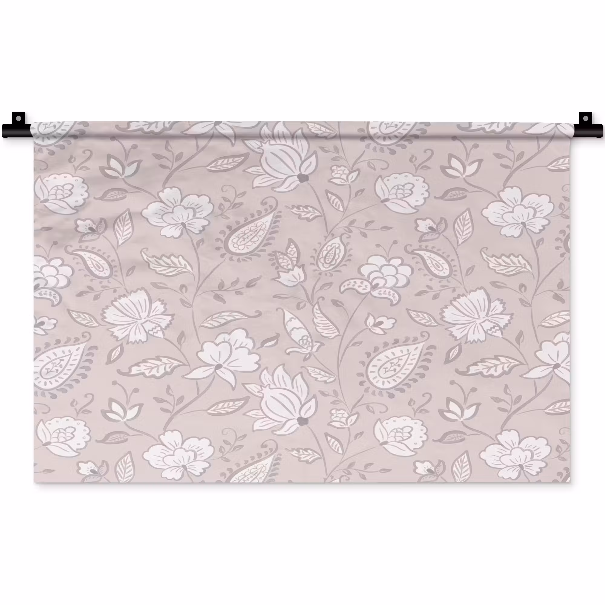 Wandkleed - Bloemen - Getekend - Lavendel