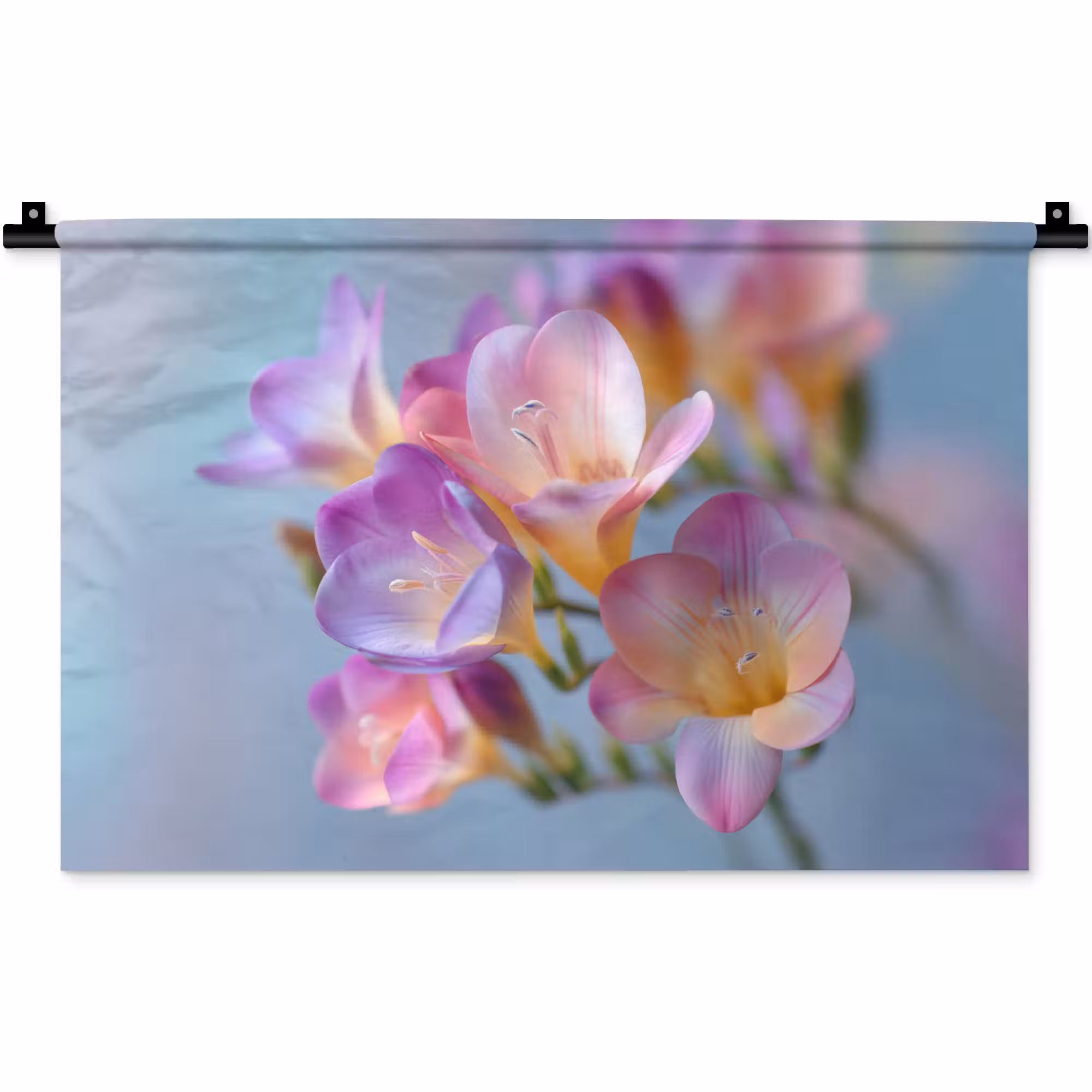 Wandkleed - Bloemen - Paars - Overloop - Meeldraden